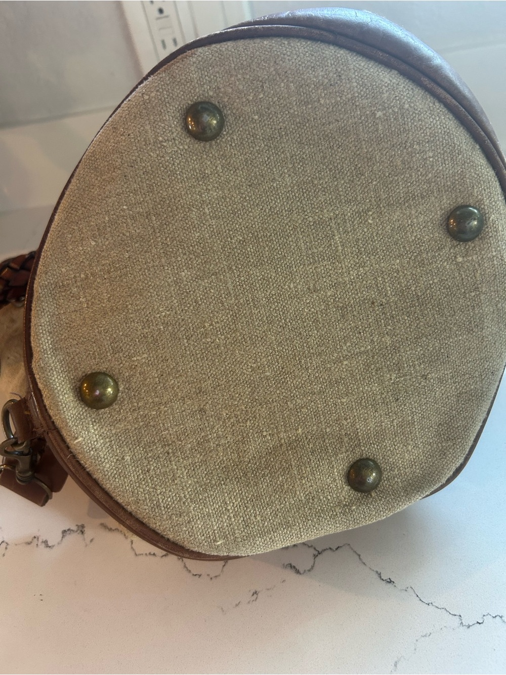 Ann Taylor Linen Bucket Bag with Braided Leather Strap - Flax - Picture 7 of 7